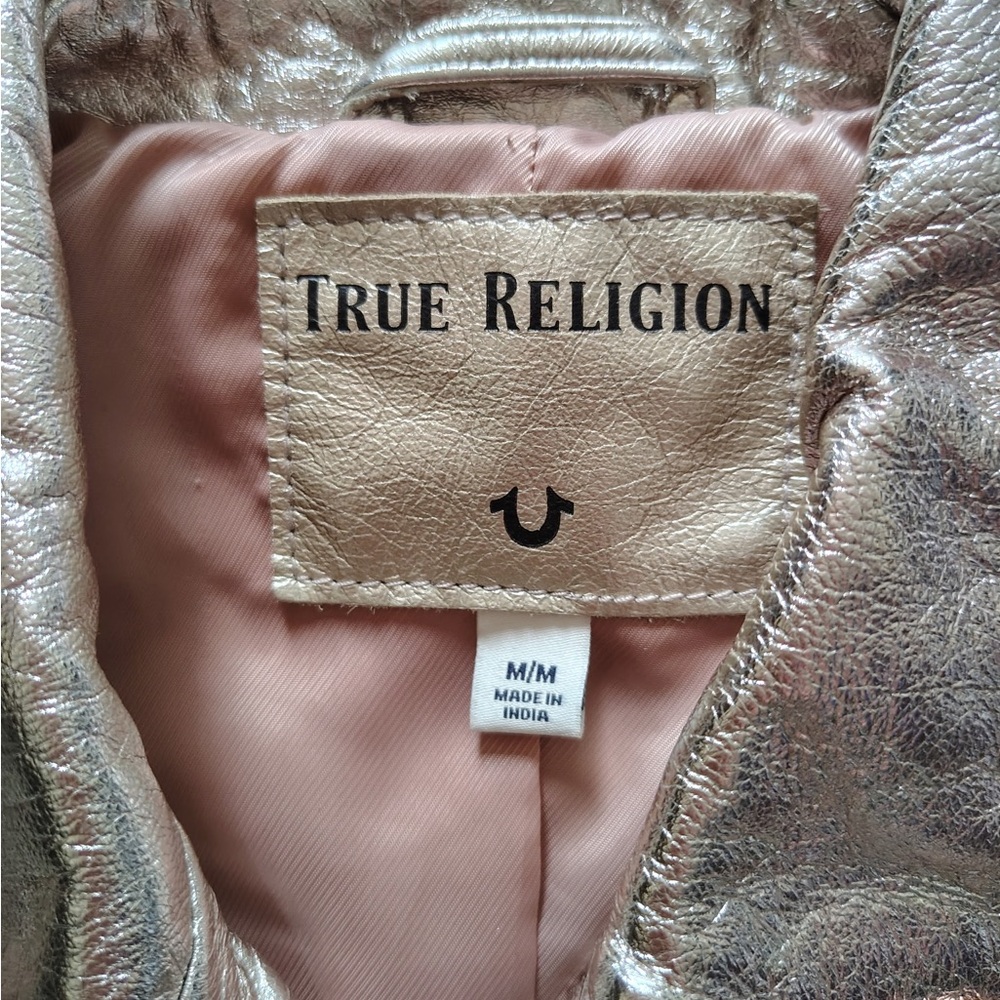 True Religion Rose Gold Metallic Women's Jacket - Picture 2 of 6